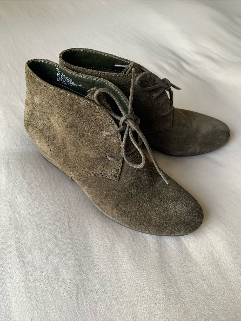 Nine West Olive Suede Lace-Up Booties